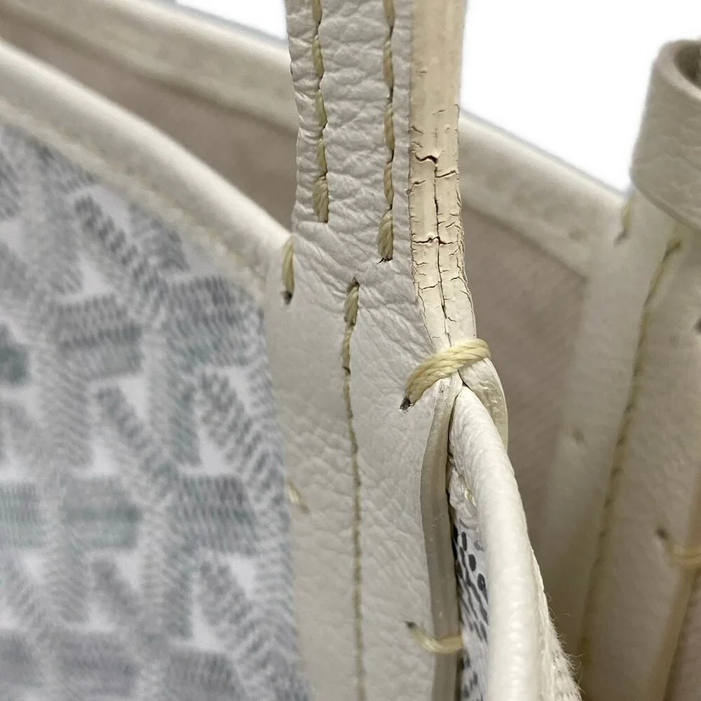 Goyard Saint Louis PM Tote Bag White Gray Light gray Coated Canvas Leather